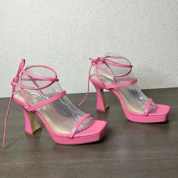 BP Netta Pink Lace Up Heel Size 9.5 (damaged) - Picture 9 of 15